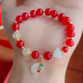 【Mega Sale】New White Jade Pendant Female Gift Student Jewelry Candy Crystal Glass Bead Bracelet. 