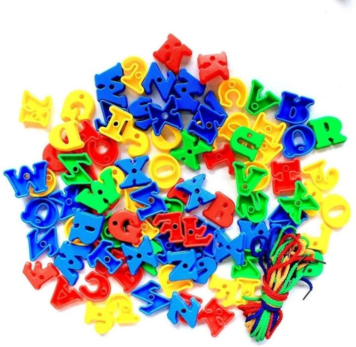 Cute Baby- Montessori Capital English Alphabet ABCD Lacing Puzzle Blocks for Creativity Educational & Learning Of Baby & Toddlers