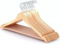 Natural Wood Clothes Hangers Suitable for Coat, Jacket, Suit, Sweater And Space Saving Wardrobe (12 Pieces). 