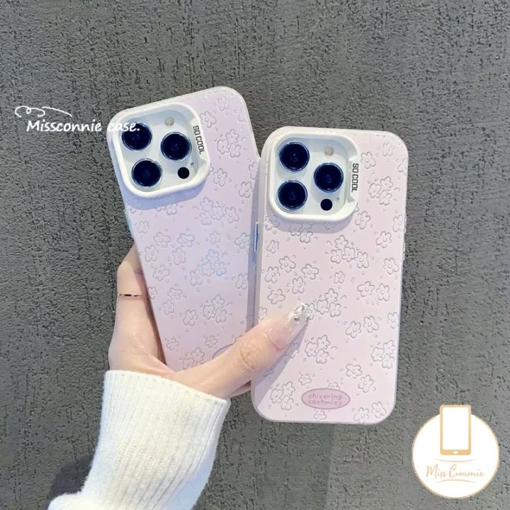 Creativity Full Screen Happy Flowers Fashion Phone Case Compatible for IPhone 11 14 16 15 13 12 Pro Max XR 7Plus X XS Max 8 15 7 16 Plus SE 2020 Luxury Plating Metal Lens Cover