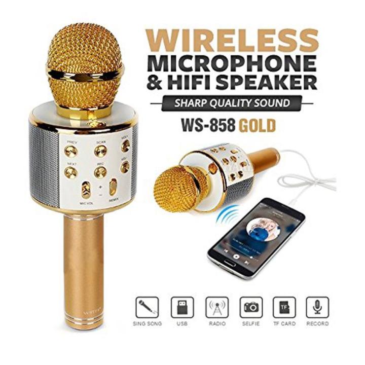 Ws-858 Wireless Bluetooth Karaoke Microphone Player Speaker Mic