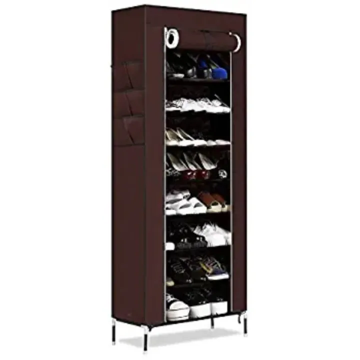 10 Layer 9 Grid Shoe Rack With Cover [Random Colour] | Daraz.com.np