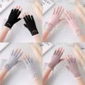 Fashion Thin Sun Protection Gloves Elastic Short Anti-UV Mittens Fingerless Cotton Gloves Cycling Driving Running. 