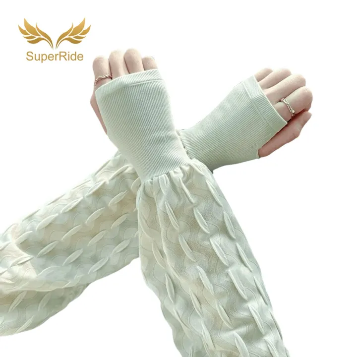 SuperRide%20Sun%20Protection%20Arm%20Sleeves%201%20Pair%20Women%E2%80%99s%20Ice%20Silk%20Uv%20Protection%20Arm%20Sleeves%20with%20Thumb%20Hole%20Lightweight%20Breathable%20Long%20for%20Outdoor%20-%20Image%202