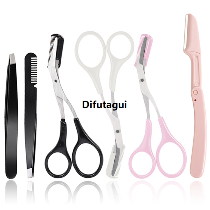 Difutagui Eyebrows Trimmer Tweezers Scissor With Comb For Eyebrows Makeup 2025 Tools Accesories Hair Removal Shaver Sets Kit Beauty