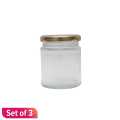 Golden Round Shape Glass Salsa Jar 200ml. 