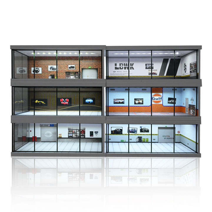 Diorama%201/64%20Scale%20Car%20Garage%20Model%20LED%20Lighting%20City%20Street%20View%20Car%20Parking%20Lot%20Model%20Car%20Showroom%20Scene%20Model%20Display%20Collection%20Toy%20Gift%20-%20Image%204