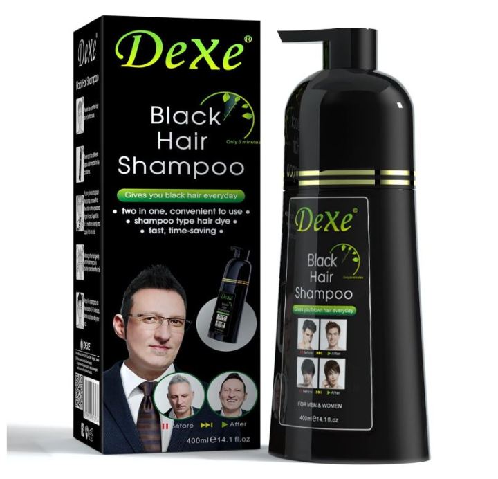 Herbal 2 in 1 Hair Dye Instant Black Hair Shampoo for Women & Men 400ml