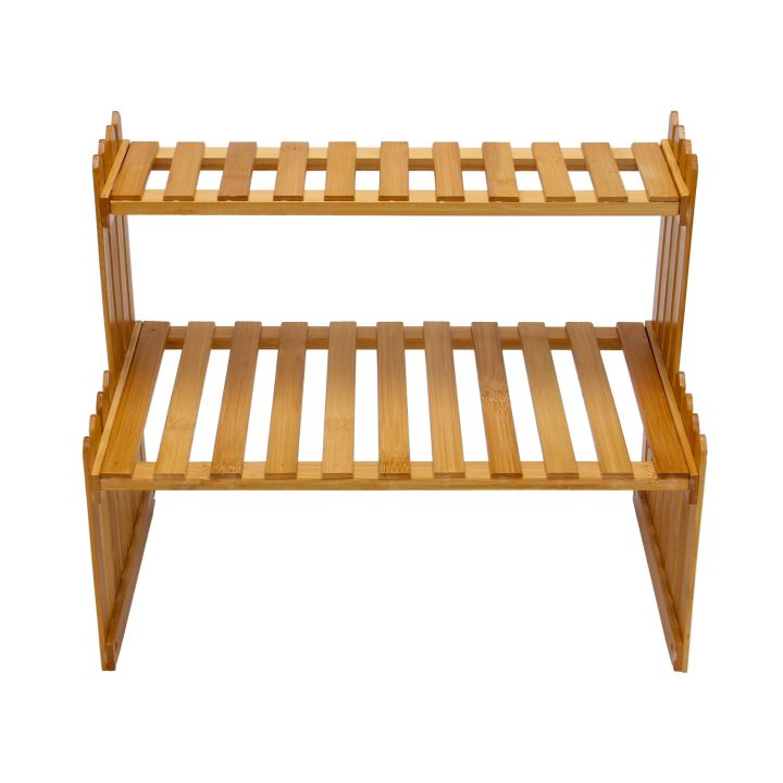 NAMUNY 2 Layers Bamboo Storage Rack Kitchen Spice Jar Bottle Seasoning Rack Decoration Organizer Shelf Home Desktop Racks