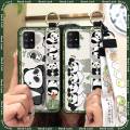 Dirt-resistant ring Phone Case For Samsung Galaxy A71 5G/A Quantum Soft case Wrist Strap Back Cover Kickstand panda Cute. 