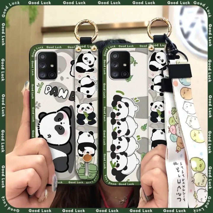 Dirt-resistant%20ring%20Phone%20Case%20For%20Samsung%20Galaxy%20A71%205G/A%20Quantum%20Soft%20case%20Wrist%20Strap%20Back%20Cover%20Kickstand%20panda%20Cute%20-%20Image%205