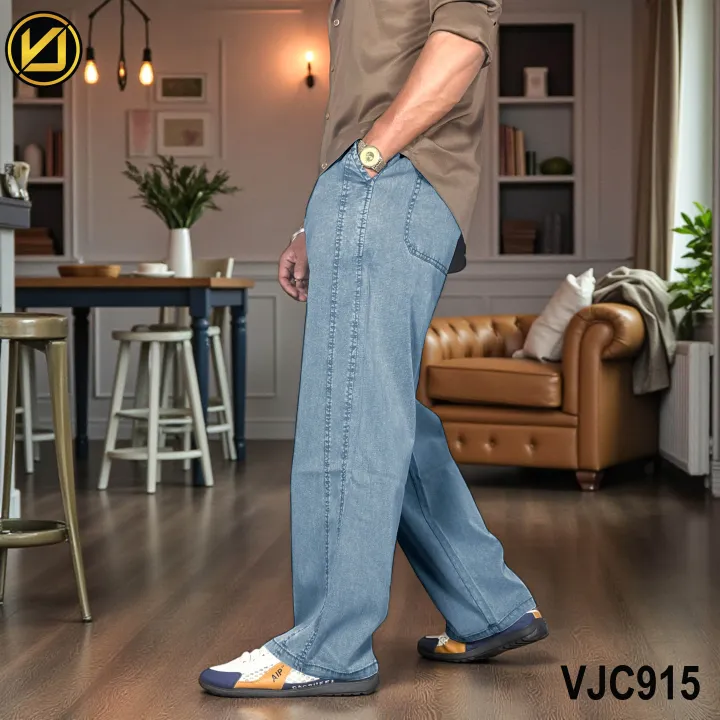 VIRJEANS%20(VJC915)%20Summer%20Soft%20Ultra%20Thin%20Lyocell%20Baggy%20Trouser/Pant%20For%20Men-%20Light%20Blue%20-%20Image%203