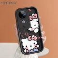 Hontinga for Vivo V40 Pro V40 5G Back Cover Cute Shy Hello Kitty Pattern Ladder Soft Camera Protection Rubber Phone Case for Girls. 