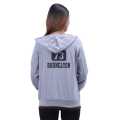 Grey Cotton Full Sleeve Printed Zippered Design Hoodie Jacket For Women. 