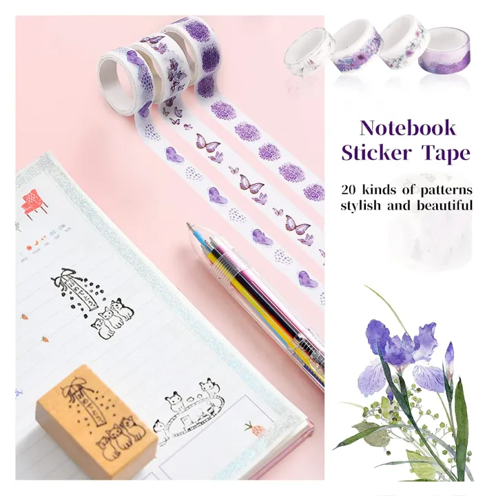 5%20Roll%20of%20Different%20Width%20Japanese%20Handmade%20Washi%20Tape%205%20Rolls%20Notebook%20Stickers%20Tape%20%7C%20%20Journal%20Stickers%20Decoration%20%20Tape%20for%20Scrapbook%20(Purple)%20-%20Image%204