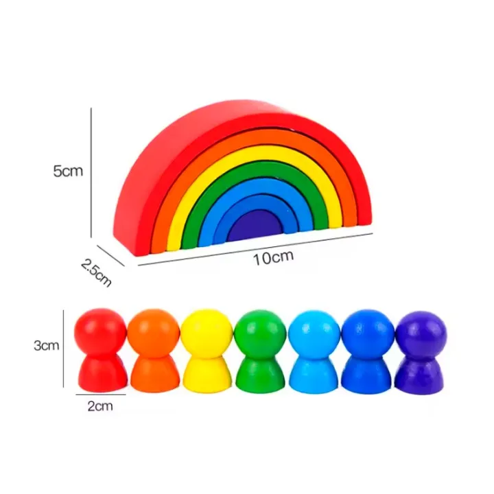 Stack & Shine Rainbow Toy – Montessori Wooden Puzzle for Toddlers ...