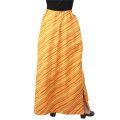 Yellow Rayon Red Lining Side Cut Design Long Skirts For Women. 