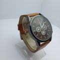 Fashion Leather Belt Watch For Men | Round Decorative Brown Dial Brown Leather Belt Quartz Moment Wrist Watch For Men. 