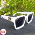 White Frame Square Sunglasses For Unisex. 
