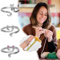 Yarn Ring Crochet Cat Ears Rings Adjustable Size Tension Ring Beginner Crocheting Knitting Ring Regulator Tool for Finger. 
