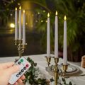 4 Pcs Timer Battery Operated LED Taper Candles for Halloween,Wedding Decoration White. 