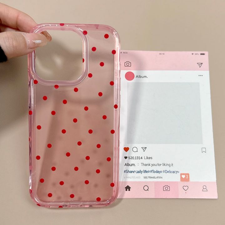 Aesthetic%20Cute%20Pink%20Polka%20Dot%20Clear%20Phone%20Case%20For%20iPhone%2016%2015%2014%2013%20Pro%20Max%20Korean%20Lovely%20Shockproof%20Phone%20Cover%20For%20Girl%20Gift%20-%20Image%204