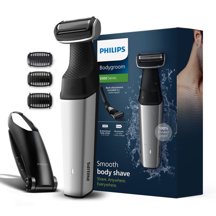 Philips 5000 Series Body Grooming Trimmer | Bidirectional, Showerproof Groin and body trimmer | C2D contour following with skin protect technology | Safe even below the belt | BG5021/15