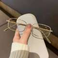Japanese Style Haruku Square Frame for Women No Makeup Y2K Metal Anti-blue Men Retro Reading Glasses. 