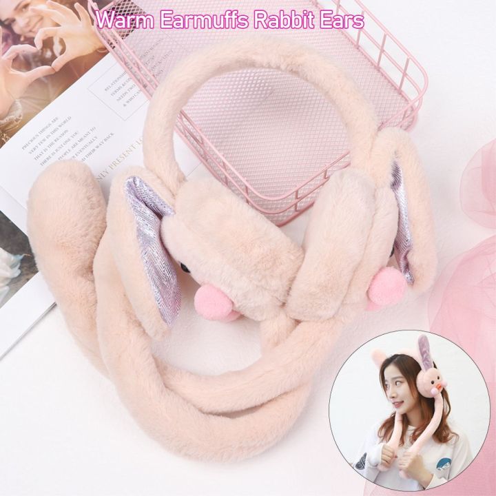 Cycling Cute Soft Headband Ladies Children Winter Rabbit Ears Moving Ears Plush Earmuffs Warm Earmuffs