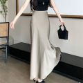 Basic Summer Satin Silk Long Skirt High Waist Half Body Dress High Waisted Skirts Slim Fit A Line Midi Skirt Girl. 