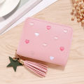 PU leather material Women small wallet Durable Small-sized Cute design Ladies mini tassel wallet Zipper closure with tassel Cute girl short zipper wallet for Daily use Travel Parties Girls' night out. 