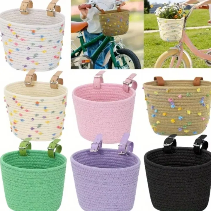 Durable%20Construction%20Adjustable%20Bicycle%20Basket%20Removable%20Design%20Solid%20Color%20Handlebar%20Front%20Basket%20Lightweight%20Colorful%20Dots%20Cycling%20Basket%20Bicycle%20Accessory%20-%20Image%205