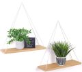 Salcko Set Of 2 - Handmade Single Shelf Wall Hanger With Pine Wood Slab For Wall Decor - Decorative Wall Hanger |. 