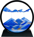 12inch Moving Sand Art Picture,3D Deep Sea Sandscape in Motion Display Flowing Sand Frame Flowing,Round Glass Grit Photo Hourglass (Blue, 12inch). 