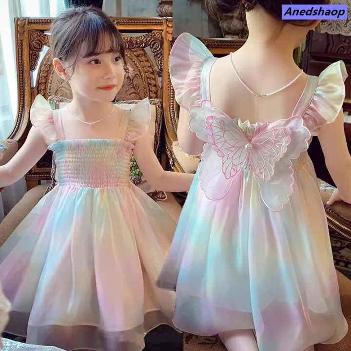 NEW%20Anedshaop%20Portable%20New%20Summer%20Cute%20Girls%20Princess%20Dress%20Gradient%20Rainbow%20Butterfly%20Decoration%20Mesh%20Dress%20For%20Girls%20Kids%20Party%20Prom%20Gown%20Clothes%20-%20Image%203
