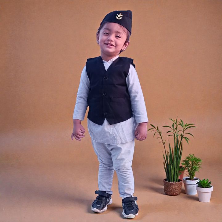 Citadel Kids Premium Daura Suruwal Aaskot Topi Set for Baby Boy
