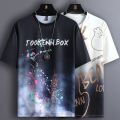 New thin loose summer ice silk feeling men's short sleeve T-shirt, youth fashion, handsome and versatile gradient T-shirt. 