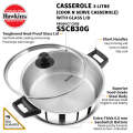 Hawkins Stainless Steel Casserole Cook And Serve With Toughened Glass Lid 3 Litre. 