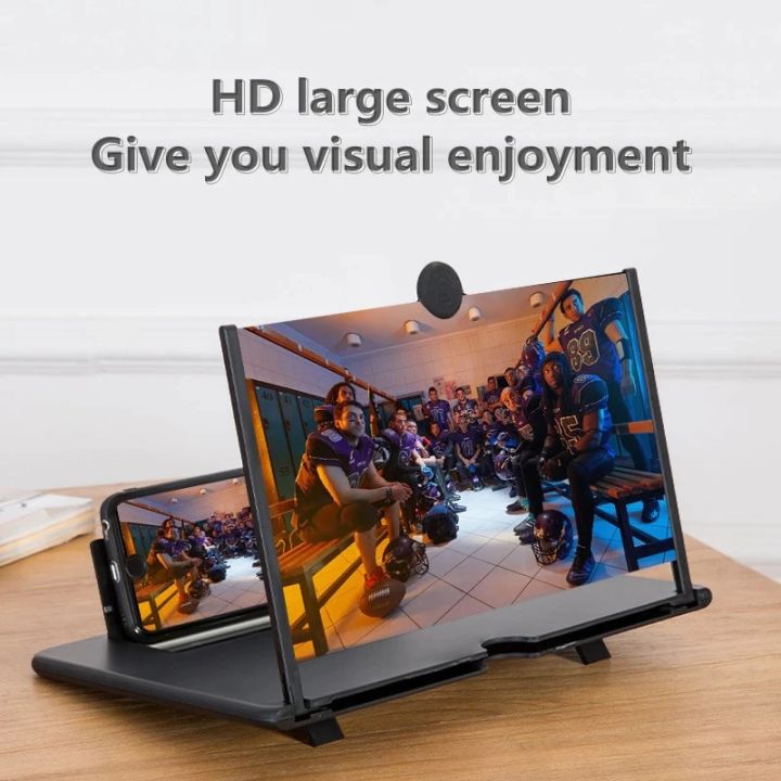 Hd Screen Magnifier-Mobile Phone 3D Magnifier Projector Screen For Movies, Videos, Calls And Games- Foldable Phone Stand With Screen Amplifier- Compatible With All Smartphones (12 Inches)