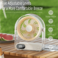 Long Lasting 5 Speed Desk Fan Rechargeable LED Digital Display USB Fan Silent 90° Adjustable Angle Mini Desk Cooling Fan Home Office Use. 