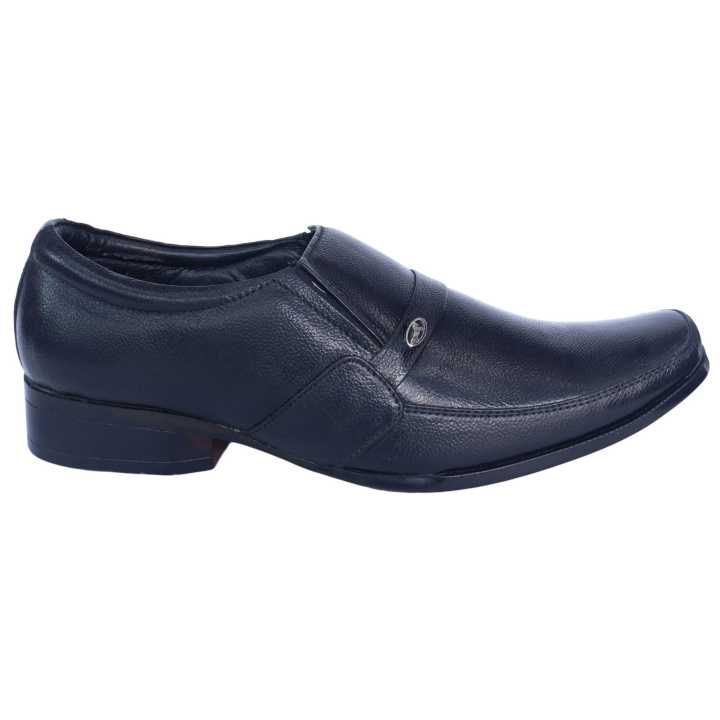 Black Leather None Lace Black Horse  Formal Shoes For Men