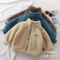 Children's cashmere coat plus velvet coat for boys and girls same autumn and winter New Baby. 