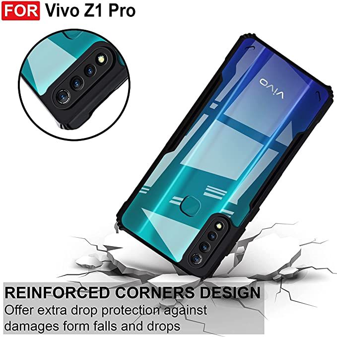 Phone case for Vivo Z1 Pro - ShockProof Bumper Back Cover with Camera Protection | (TPU + PC | Matte Black)