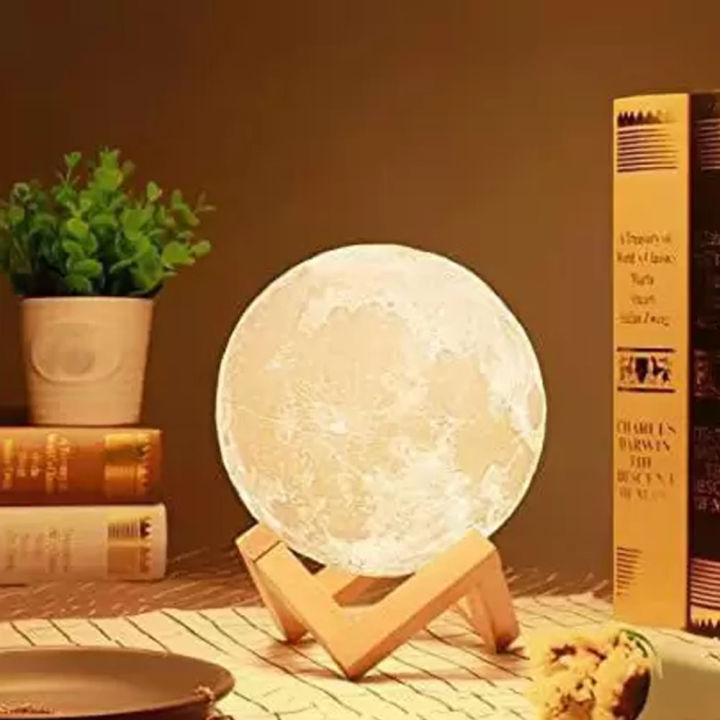 Color Changing 3D Printing Moon Lamp/ Lunar Moonlight Lamp Night Lamp (15 cm, White)