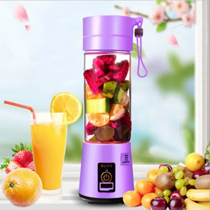 380Ml%206%20Blades%20Usb%20Rechargeable%20Portable%20Electric%20Fruit%20Juicer%20Smoothie%20Blender%20with%20Built%20in%20Power%20Bank%20-%20Image%203