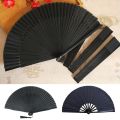 Gifts DIY Black Silk Folding Fan Dance Props Painting Chinese Style Folded Fan Home Ornament Desktop Embellishment Hand Held Fan. 