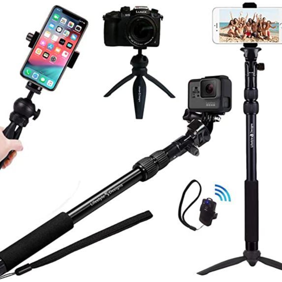 Hitech Tripod with Selfie Stick And Rechargeable Bluetooth Remote for Tiktok