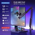 FIFINE Ampligame A6T Gaming PC USB Microphone, Condenser Mic with Boom Arm, RGB, Volume Dial, Pop Filter, Mute Button Computer Mic for PS4/5 PC Gamer. 