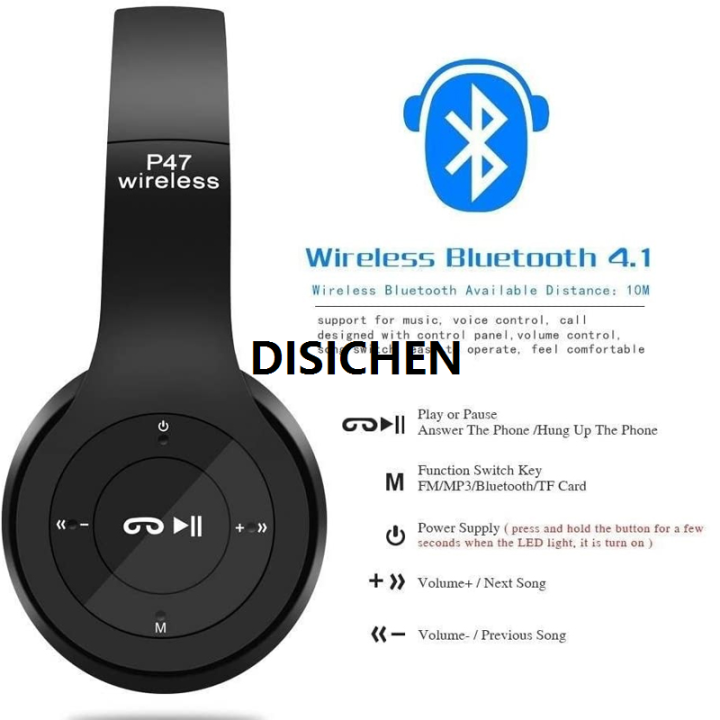 DISICHEN%20P47%20Headphones%20with%20Mic%20and%20Y08%20Headphones%20with%20Mic%20Wireless%20Headset%20Bluetooth%20with%20Mic%20Gaming%20Headset%20Foldable%20Over%20Ear%20Earphone%20Noise%20Cancelling%20Headphones%20Bass%20Super%20Microphone%20New%20Bluetooth%20F%20m%20TF%20Card%20Support%20Original%20-%20Image%202