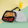 Disposable Two Compartment  Black Tray With Lid 50pcs/pkt  Size: 21cm*15 cm. 